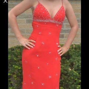 Red sequin prom dress